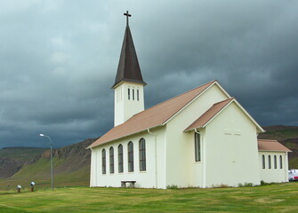 Church in Reykholar in West Fjords, Iceland, Europe
