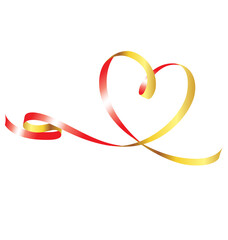 beautiful ribbon heart gold and red