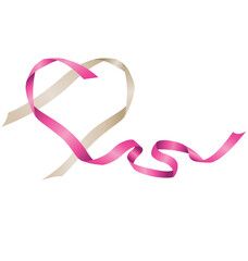 beautiful pink and silver flowing ribbon heart