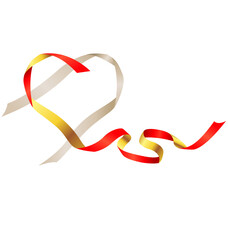 beautiful red and gold flowing ribbon heart
