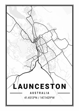 Launceston - Australia Light City Map