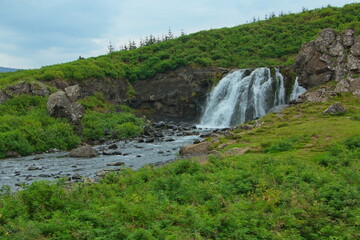Fototapeta na wymiar Waterfall Fosarett on Iceland, Europe 