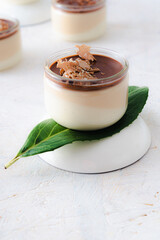 Panna cotta sweet dessert creamy on white background light photo