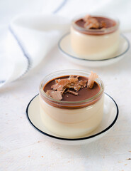 Panna cotta sweet dessert creamy on white background light photo