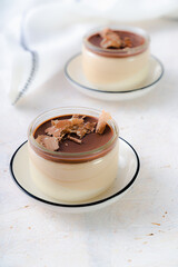 Panna cotta sweet dessert creamy on white background light photo