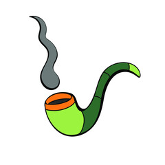 Smoking pipe. Happy St. Patricks Day hand-drawn decorations. Vector illustration in doodle style.