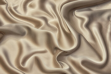 Close-up texture of natural beige or ivory fabric or cloth in brown color. Fabric texture of natural cotton or linen textile material. Beige canvas background.