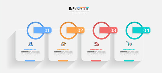 Four steps timeline infographic template vector.	
