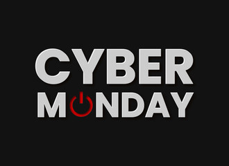 Cyber Monday Sale. Paper cut lettering at dark paper. Poster in paper cut style on black background for banner, poster or web site