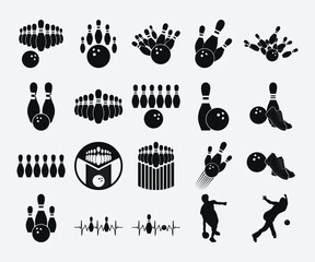 Bowling Bundle Printable Vector Illustration. Set of Bowling Bundle vector illustrations.