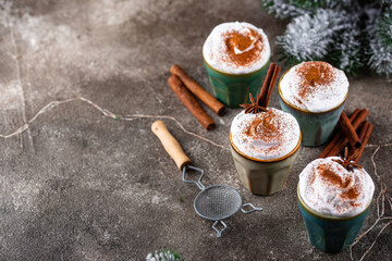 Christmas Tom and Jerry cocktail with whipped cream