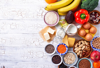 Ovo-lacto vegetarian healthy diet concept.