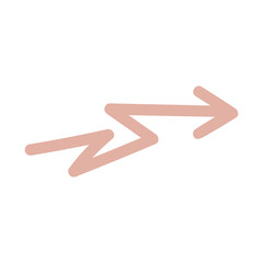 Isolated vector element. An abstract arrow indicates the direction. Color image on a white background. The print is used for packaging design.