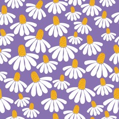 Seamless vintage pattern. cute daisies on a lilac background. vector texture. fashionable print for textiles .