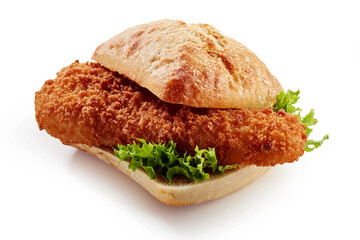 Sandwich with fried fish and lettuce