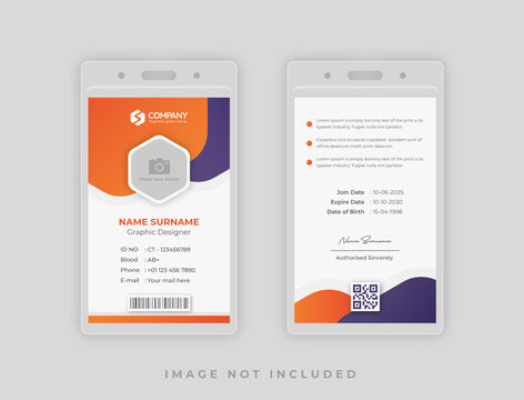 Professional Office Identity Card Design Template With Orange Color