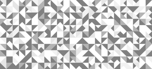 Abstract triangles geometric background. Triangular minimalist wallpaper vector. Dark grey and white empty triangles pattern halftone monochrome cover