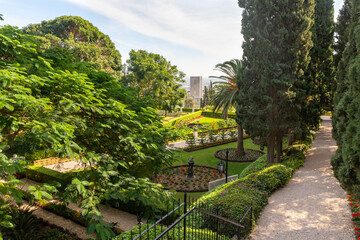 The majestic  beauty of the Bahai Garden, located on Mount Carmel in the city of Haifa, in northern Israel
