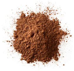 Heap of cocoa powder isolated on white background
