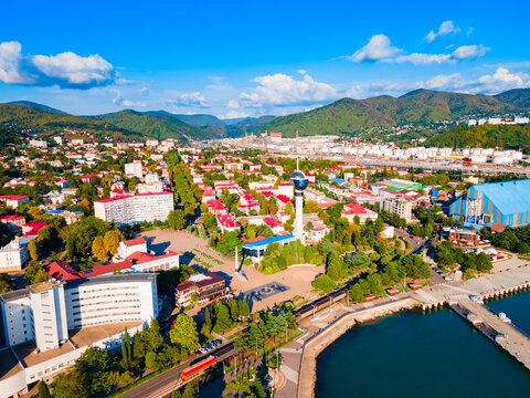 Tuapse aerial panoramic view, Russia