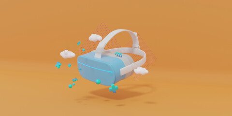 VR Glasses, Virtual Reality Glasses Isolated on white background. 3D Render	
