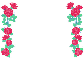 薔薇の花の縦フレーム素材