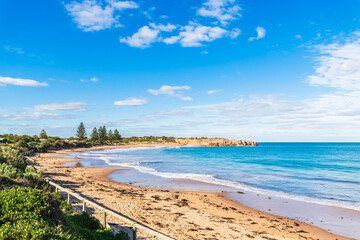 Picturesque Port Elliot beach on a bright day, Fleurieu Peninsula, South Australia