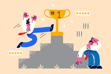 Businessman different emotions of success and failure 