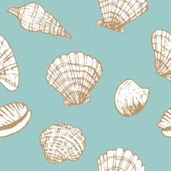 Sea shells seamless pattern nature ocean shellfish animal vector