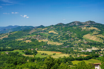 Naklejka na ściany i meble Panoramic view from Verucchio, RImini province