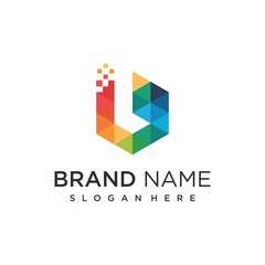 Fototapeta premium Letter B technology logo design concept