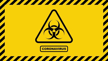 Obraz premium Coronavirus warning sign in a triangle. Global epidemic of SARS-CoV-2 Covid-19. Vector illustration