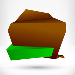 Blank empty speech bubble. Origami banner background.