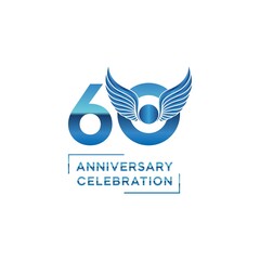 60 year anniversary logo design. vector - template - illustration