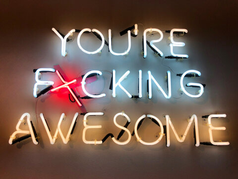 Neon sign with inspirational quote