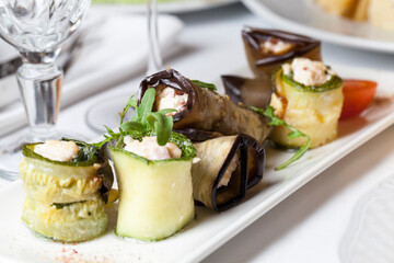 stuffed eggplant on a banquet table