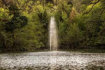 Naklejka premium A fountain in a public park