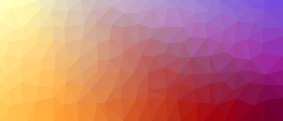 Abstract low poly background of triangles with red, yellow and blue gradient color design
