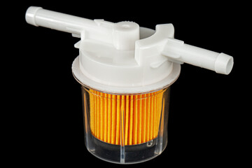 Car fuel filter, isolated on black background
