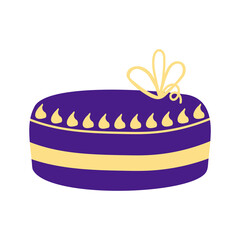 Purple pie vector illustration. Can be used for invitations or postcards, holiday posters. Cake for birthday or other festive event.