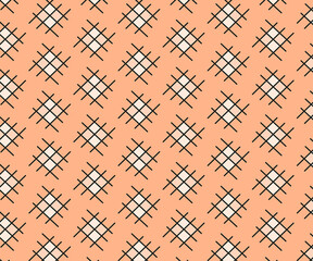  black color geometric square shape repeat pattern on orange background background . 