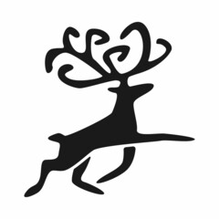 Deer silhouette isolated on a transparent background. Christmas vector