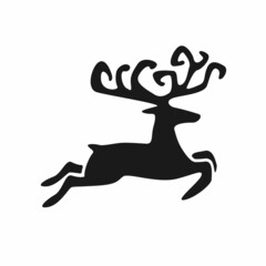 Reindeer silhouette isolated on a transparent background. Christmas vector illustration