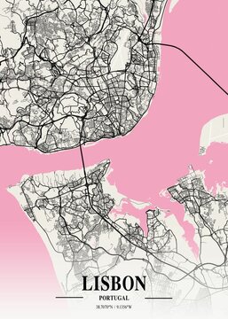 Lisbon - Portugal Neapolitan City Map