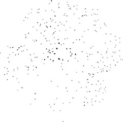 Round area of irregular black spots, small dots, grainy textured surface, transparent background. Use for overlay, brushes, shading or montage. Abstract vector illustration. Eps 10. Easy to recolor.