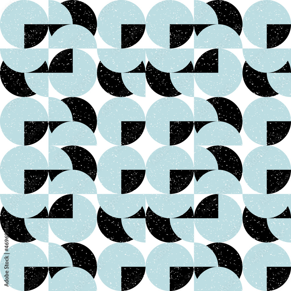 Poster Geometric vector pattern with circles and semicircles. Modern abstract background with simple shapes and  texture.
