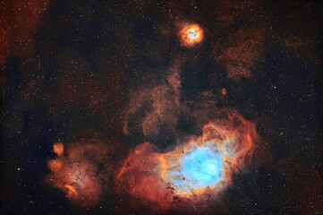 Lagoon and Trifid nebula, M8, M20, Messier