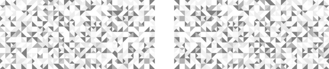 Triangles pattern background. Abstract vector design. Dark gray and white wallpaper set. Modern halftone style vector