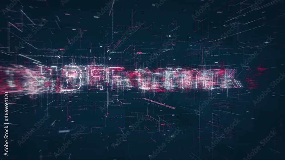 Poster Cyber attack title key word build up animation on a binary code digital network background