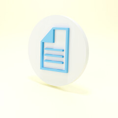 Note icon. White  symbol on color background. 3d render illustration
